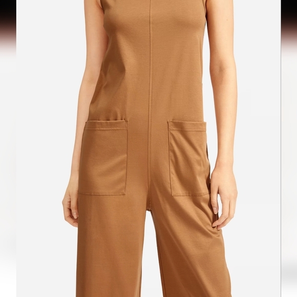 Everlane Luxe Cotton Jumpsuit Wide Leg Crop with Front Pockets Size Small - Picture 3 of 9